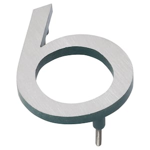 6 in. Satin Nickel/Hunter Green 2-Tone Aluminum Floating or Flat Modern House Number 6