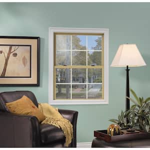 37.375 in. x 36 in. W-2500 Series White Painted Clad Wood Double Hung Window w/ Natural Interior and Screen