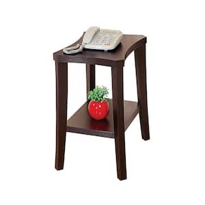 26 in. Brown Rectangle Wood End/Side Table with Wooden Frame