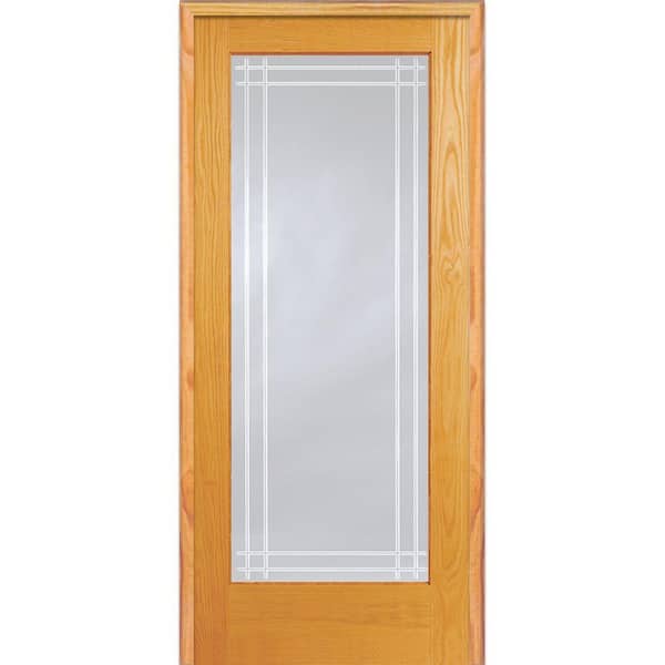 MMI Door 36 in. x 80 in. Right Hand Unfinished Pine Glass Full-Lite Clear Perimeter V-Groove Single Prehung Interior Door