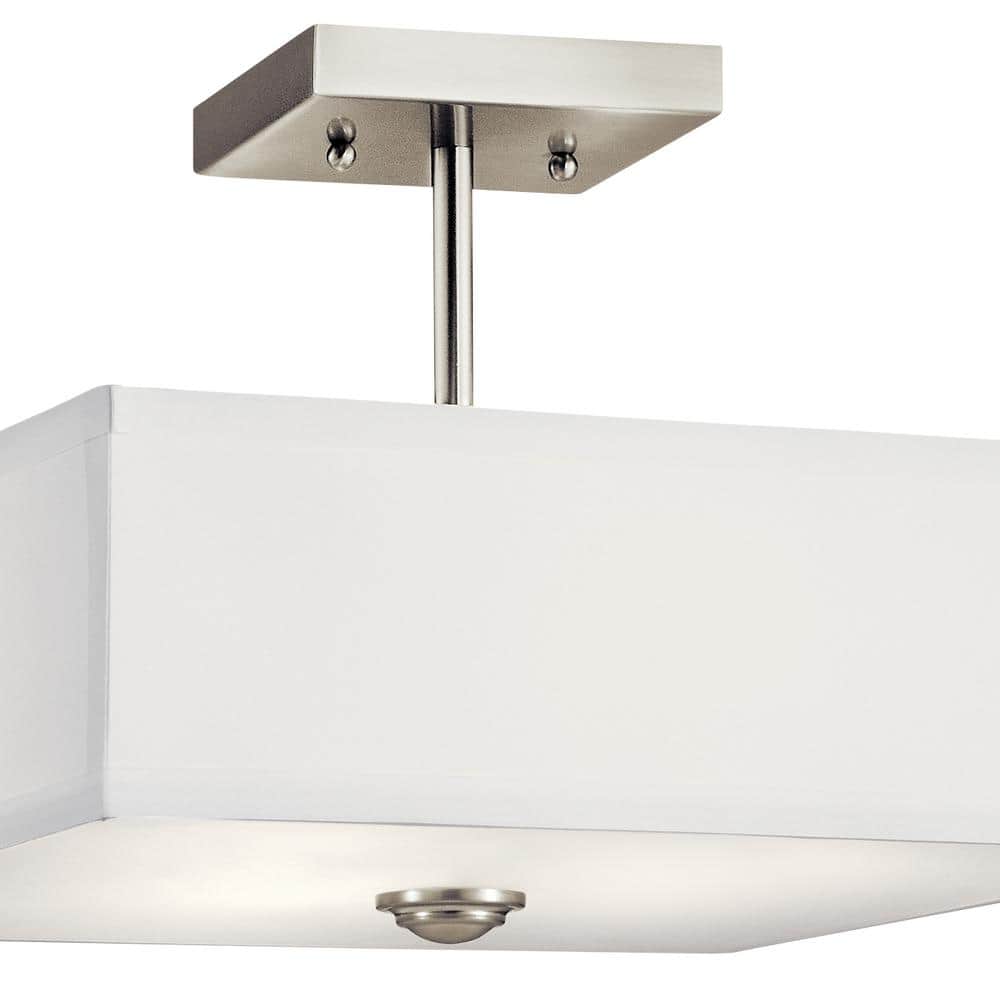 Elegant Urban 14" Brushed Nickel Square Semi-Flush Ceiling Light
