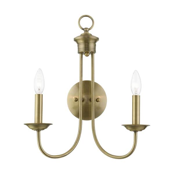 AVIANCE LIGHTING Abbotsford 14 in. 2-Light Antique Brass Double Wall Sconce