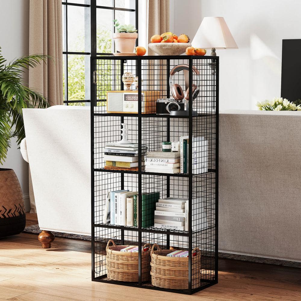 Black 49 in. H Wire Storage Cube 8-Cube Metal Storage Organizer Display Mod