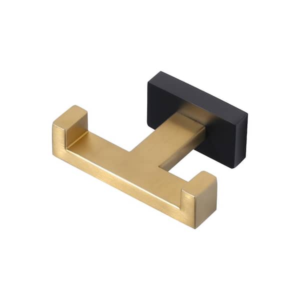 WOWOW Wall Mount Knob Double Robe/Towel Hook in Black and Gold