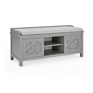 Coventry 20 in. H Gray Wood Storage Bench with Cushion