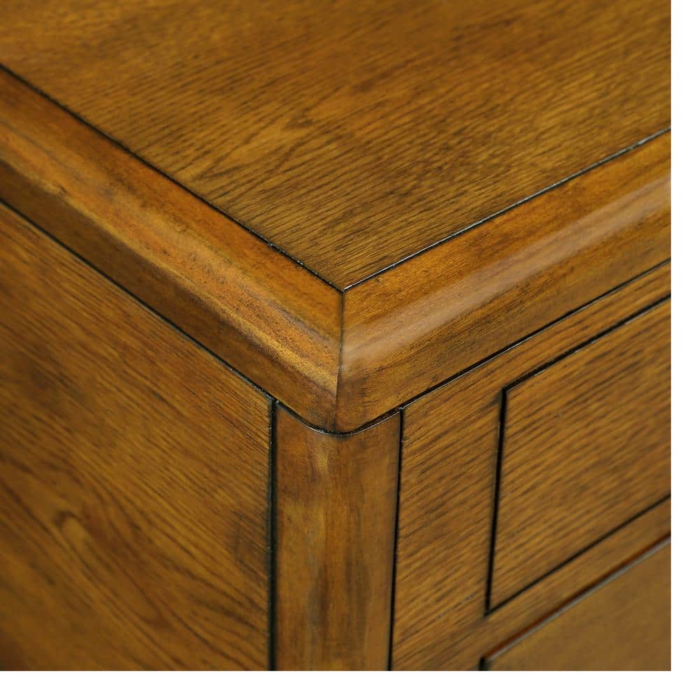 Antique Brown Wood Rectangular Coffee Table with Storage