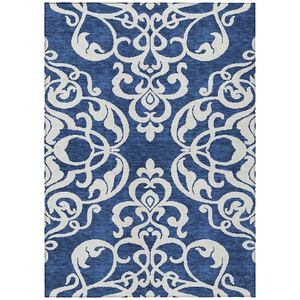 Chantille Machine Washable Indoor/Outdoor Abstract ACN973 Navy 8 ft. x 10 ft. Area Rug