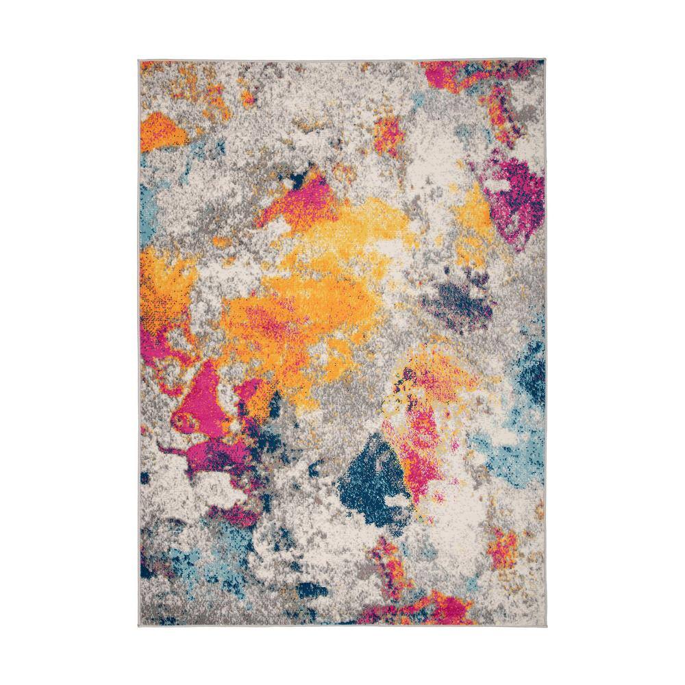 Abstract Multicolor Oval Synthetic Area Rug 6'6" x 9'