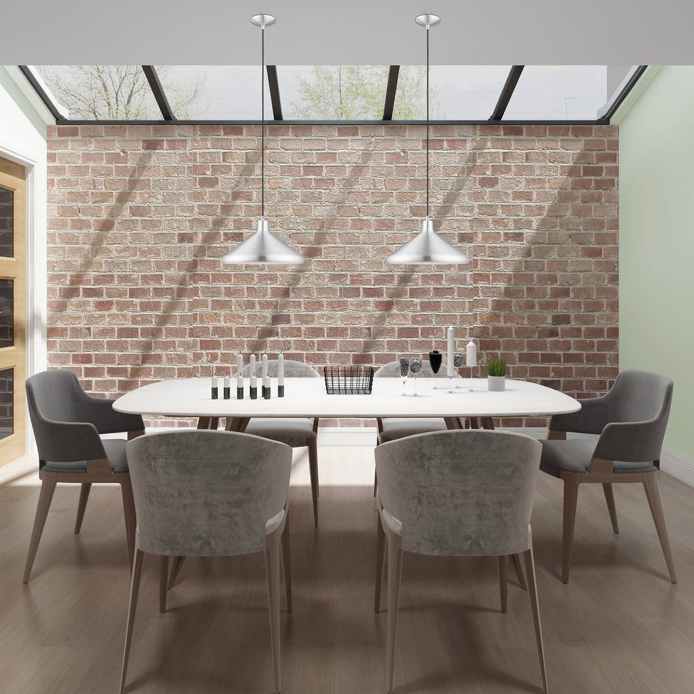 Mini Brushed Aluminum Cone Pendant with White Interior