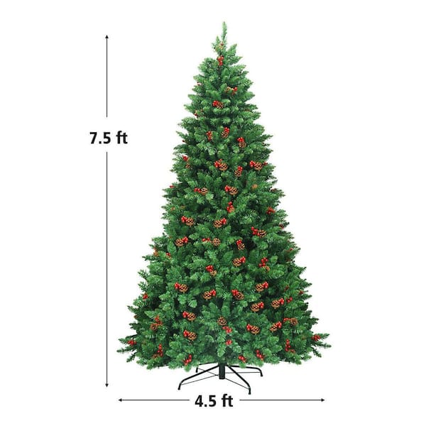 ANGELES HOME 7.5 ft.Pre-Lit Hinged Christmas Tree with 550 LED