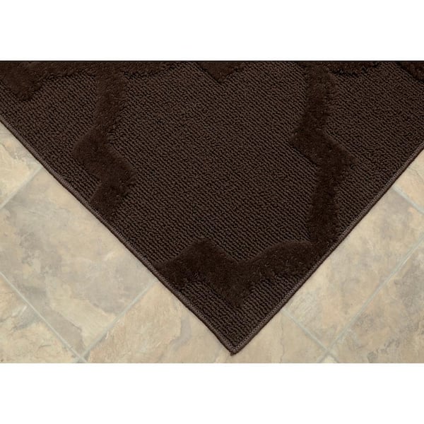 Quatro Mocha 12 ft. x 12 ft. Quatrefoil Polypropylene Square Area Rug