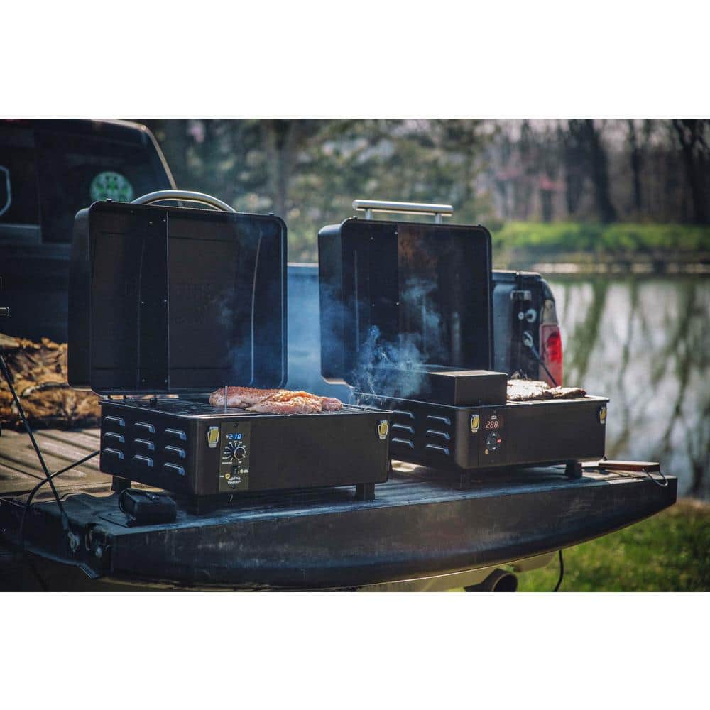Black Portable Wood Pellet Grill and Smoker with Digital Controller
