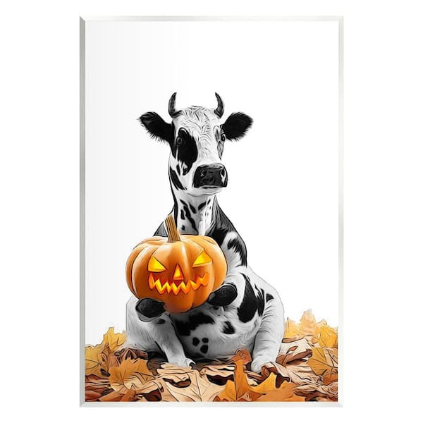 Stupell Industries Cow with Jack-o-Lantern by Annalisa Latella 1-Piece Unframed Graphic Print Animal Poster Art Print 15 in. x 10 in.