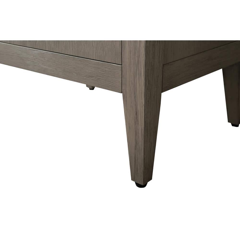 60" Driftwood Gray MDF Double Sink Freestanding Vanity with White Marble Top
