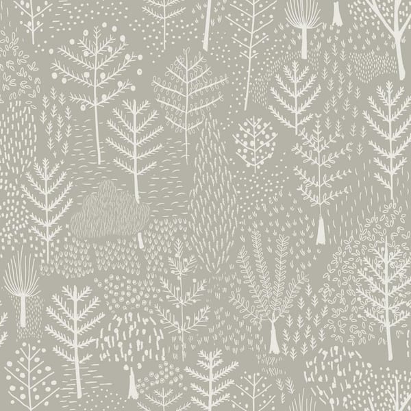 RoomMates Taupe and White Folklore Trees Peel and Stick Wallpaper (Covers 28.29 sq. ft.)