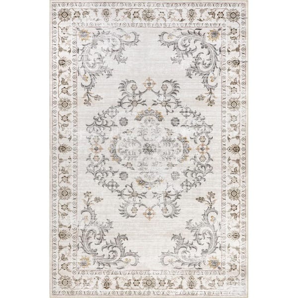 nuLOOM Arwen Vintage Traditional Machine Washable Traditional Beige 5 ft. x 8 ft. Area Rug