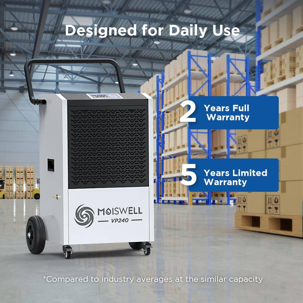 240 Pints White Commercial Dehumidifier with Pump and Drain Hose