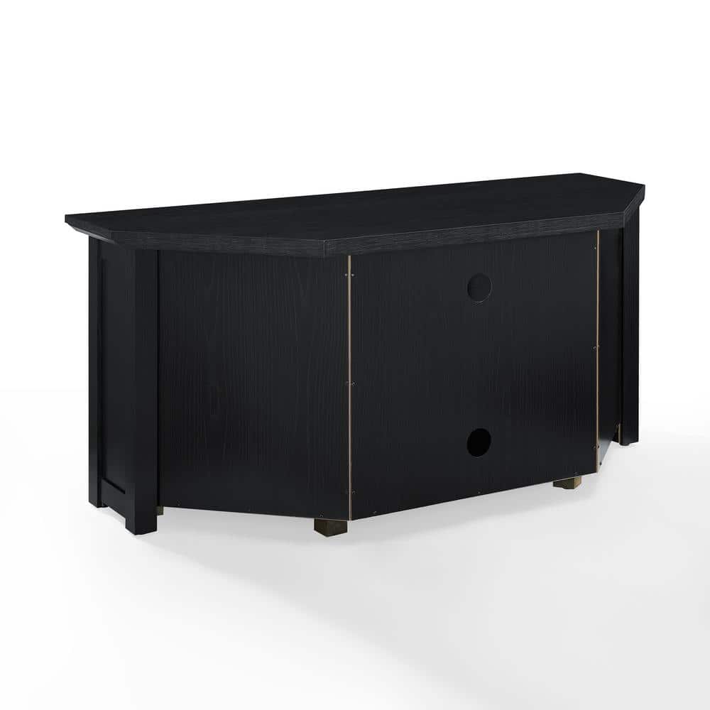 Black Corner TV Stand with Fireplace and Cabinets