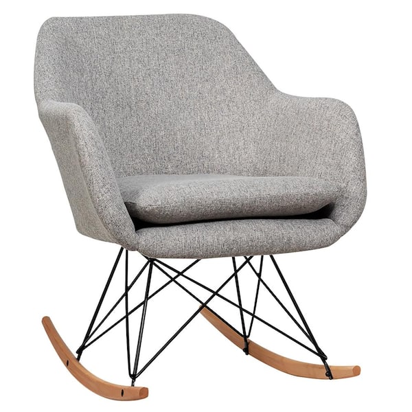 Costway Rocking Chair Fabric Rocker Upholstered Single Sofa Chair Accent Armchair Grey