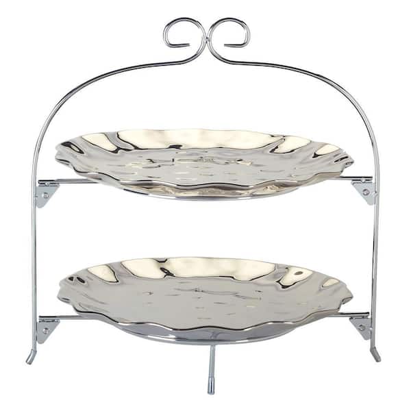 Silver Coast 2-Tier Dish Rack with 11 in. Plates
