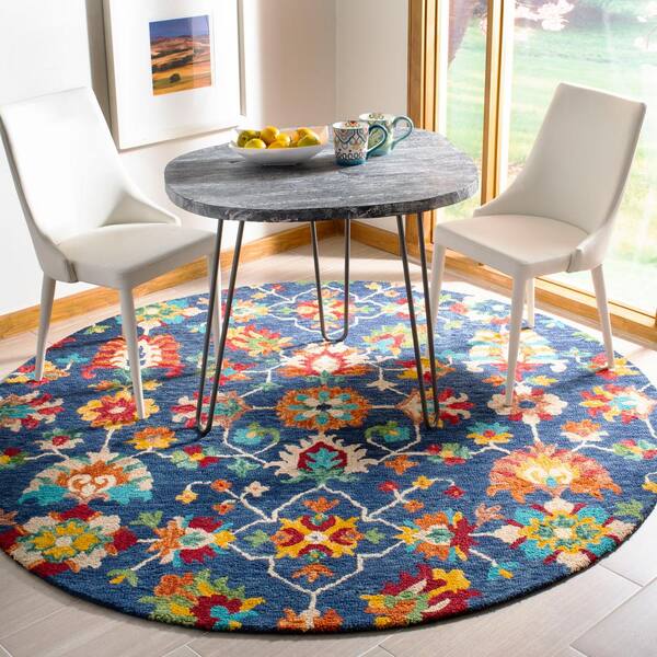 Colorful floral blue 5 newest foot round rug