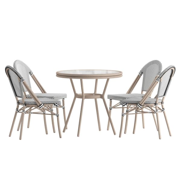 TAYLOR + LOGAN Brown 5-Piece Aluminum Outdoor Dining Set