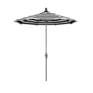 7.5 ft. Grey Aluminum Market Collar Tilt Crank Lift Patio Umbrella in Cabana Classic Sunbrella