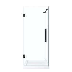 Tampa-Pro 32 in. L x 32 in. W x 75 in. H Square Corner Shower Kit w/Pivot Frameless Shower Door in Black and Shower Pan