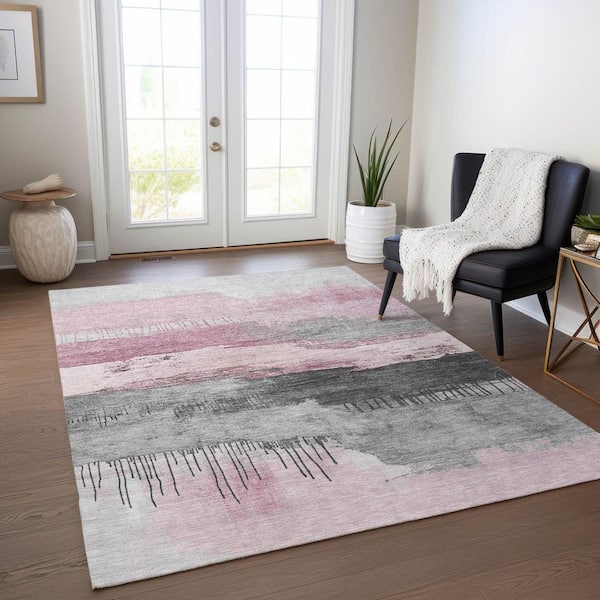Chantille Machine Washable Indoor/Outdoor Abstract ACN1880 Pink 8 ft. x 10 ft. Accent Rug