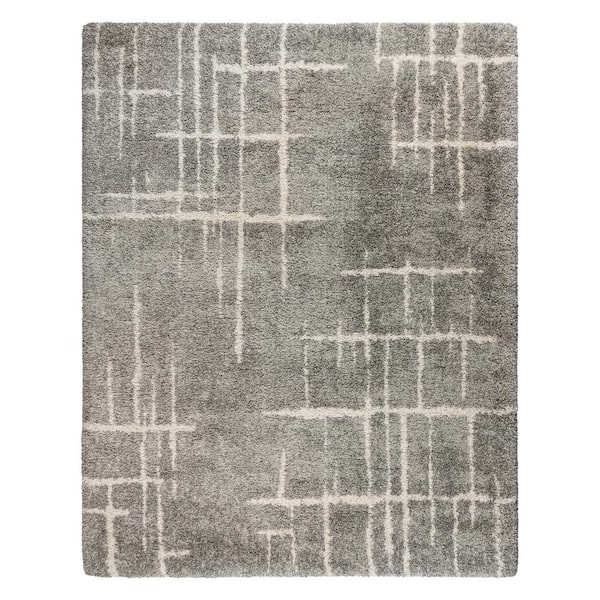 Ultimate Shag Malia Gray 9 ft. x 13 ft. Abstract Indoor Area Rug