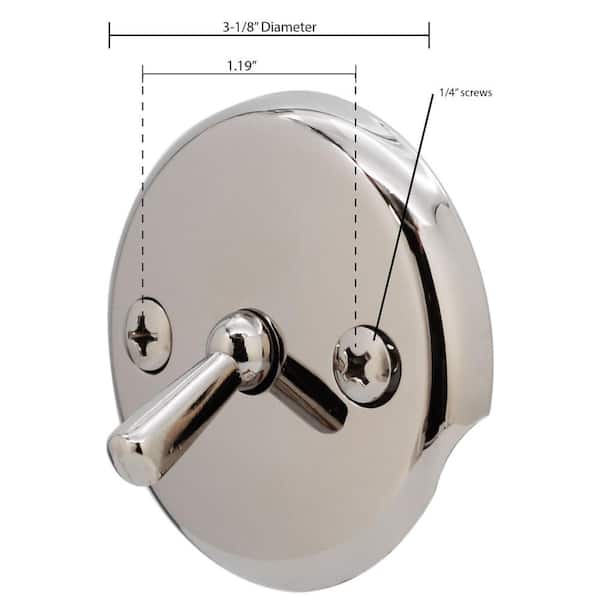 CalcMetal Dual Hole Bathtub Drain Overflow Plate With Two Matching Screws, Easy To Install, Plated Chrome - View #5