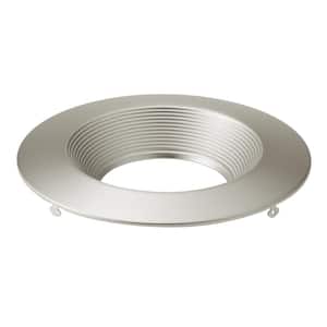 Direct-to-Ceiling 6 in. Brushed Nickel Decorative Round Baffle Recessed Light Trim