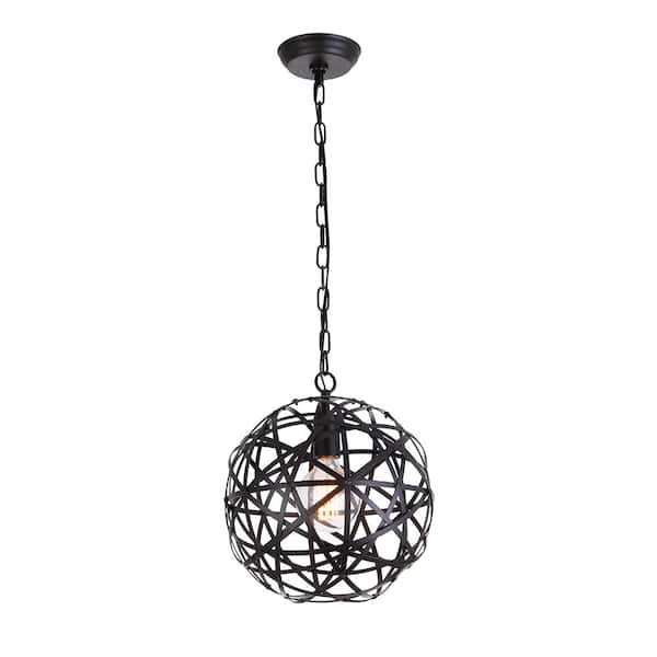 Warehouse of Tiffany Lindrac 1-Light Black Globe Pendant