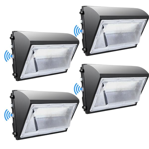 Commercial Outdoor Security Flood Light 800-Watt Equivalent Integrated LED Wall Pack Light for Warehouses ETL (4-Pack)