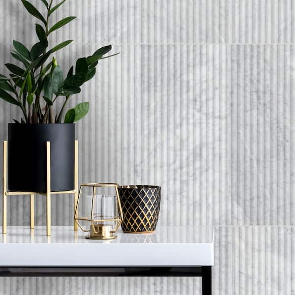 MSI Carrara White Milano Ribbo 12 in. x 24 in. Honed Fluted