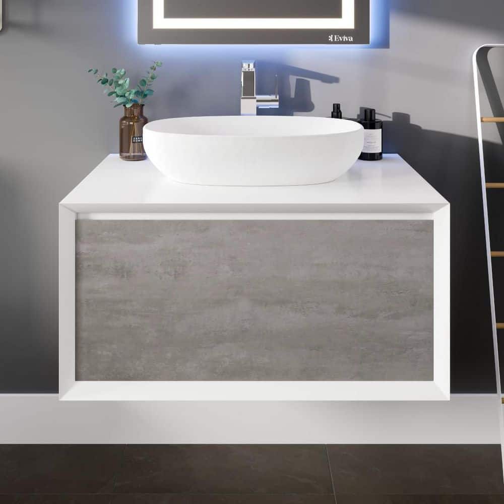 Santa Monica 30 in. Single Sink Floating Gray Bath Vanity with White Acrylic Top (Assembled) price history on PriceWatchPro