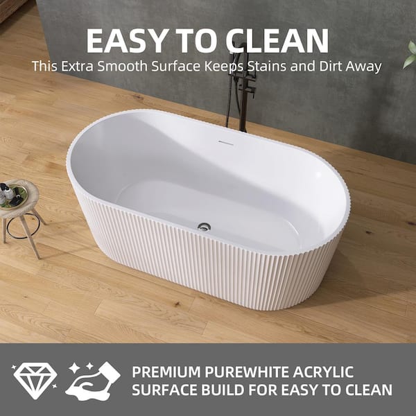 Zeafive Lax 59 in. x 29.53 in. Freestanding Soaking Bathtub