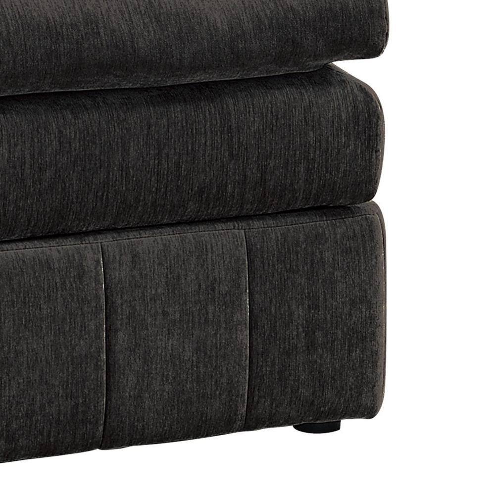 Luna 33" Dark Gray Tufted Modular Ottoman with Plush Cushioned Seat