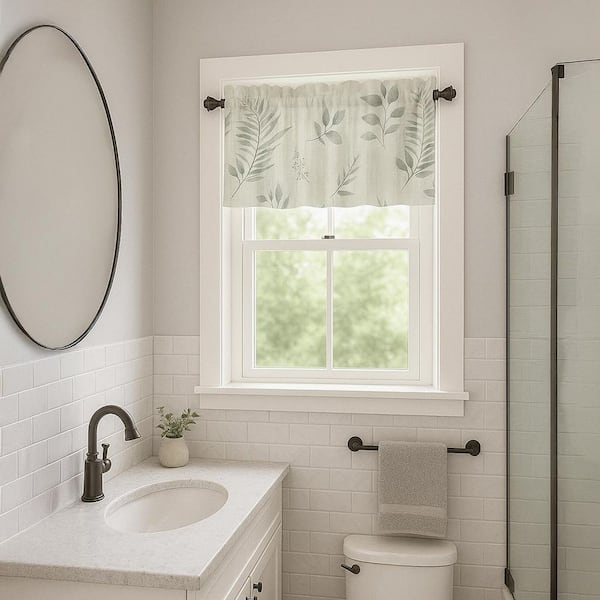 Rothbury Leaf Pattern Fabric Shower Curtain 70 in. x 14 in.