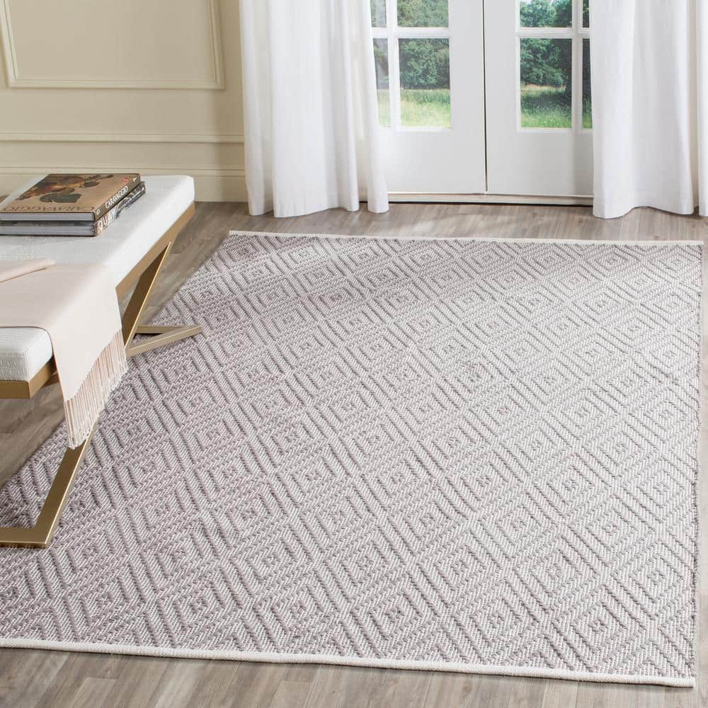 Montauk Grey and Ivory Handwoven Cotton Area Rug, 5' x 8'