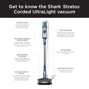 Stratos Bagless Corded Stick Vacuum with DuoClean Powerfins Hairpro and Odor Neutralizer Technology in Navy