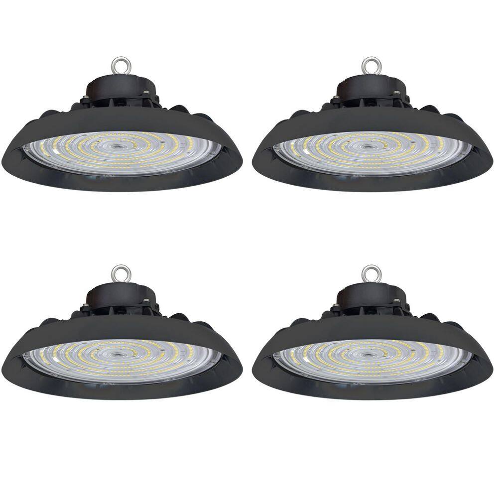 10 in. 300-Watt Equivalent Integrated Black LED Dimmable High Bay Light 16000 Lumen 5000k Bright (4-Pack) price history on PriceWatchPro