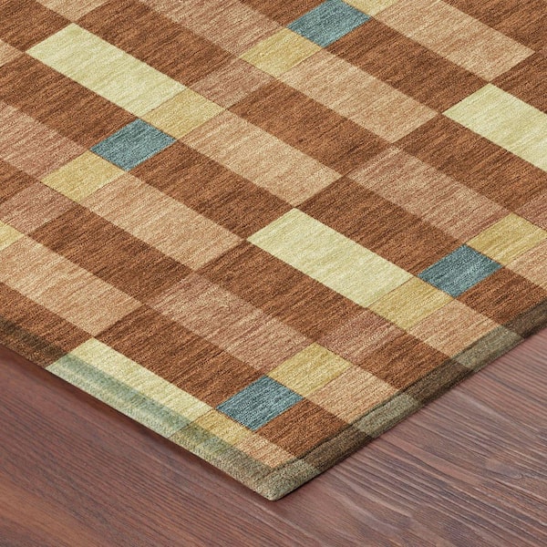Chantille Machine Washable Indoor/Outdoor Abstract ACN2548 Paprika 8 ft. x 10 ft. Area Rug