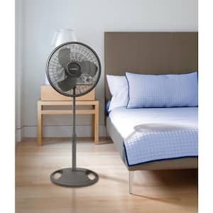 16 in. 3 Speeds Pedestal Fan in Gray with Adjustable Height, Oscillating
