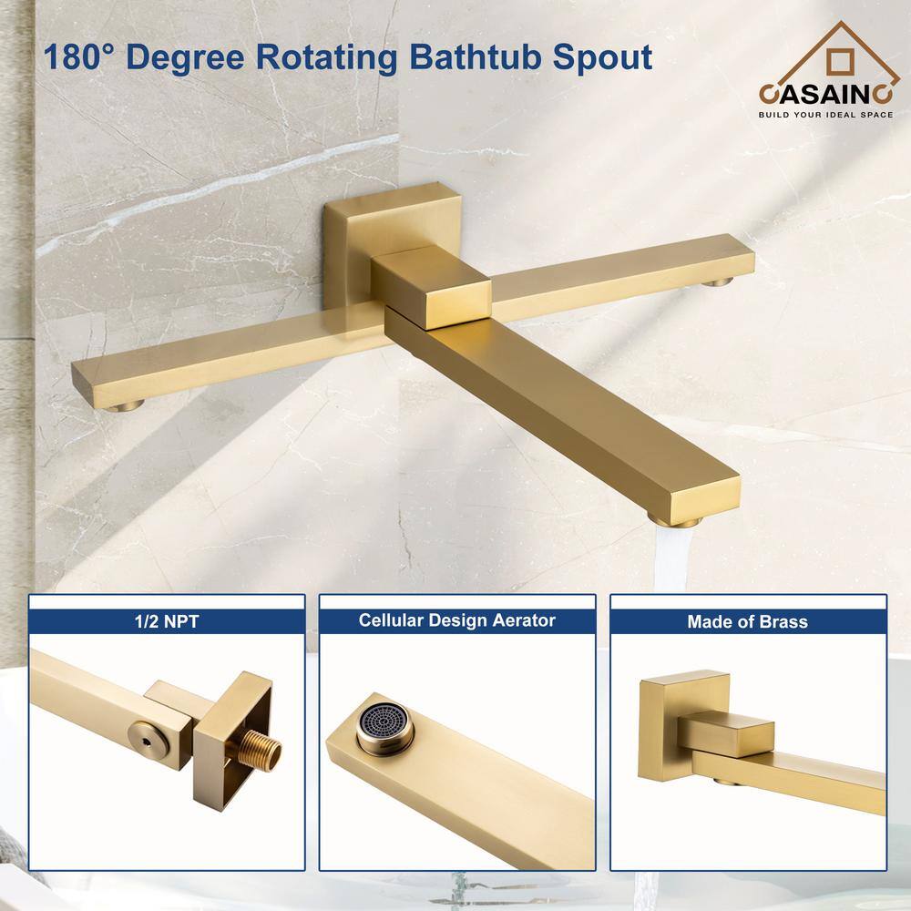 Brushed Gold 12" Wall Mount Shower System with Handheld Spray