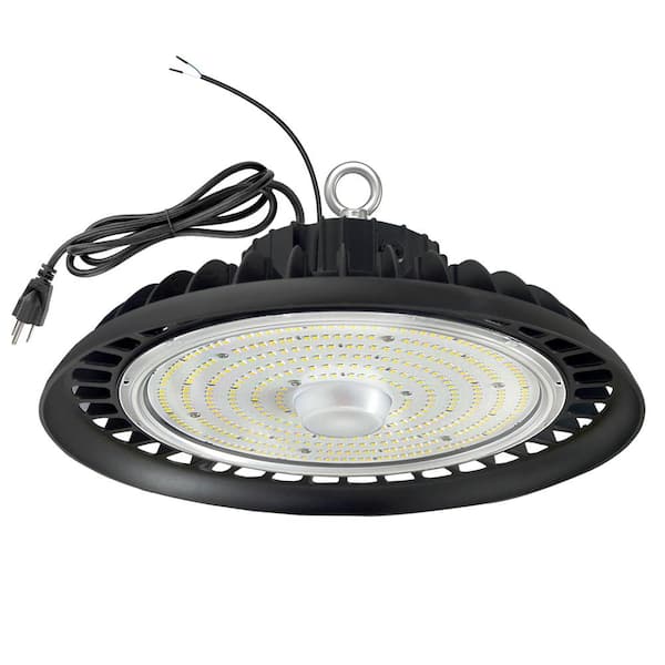 WYZM 12 in. 600-Watt Equivalent Integrated LED Dimmable Black High Bay Light 5000K Daylight 0-10-Volt Dimmable