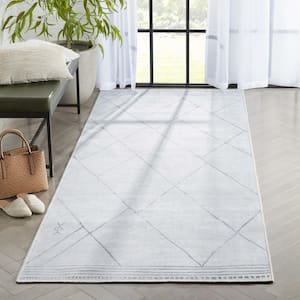 Ivory Grey 3 ft. 11 in. x 9 ft. 10 in. Runner Flat-Weave Apollo Bryn Moroccan Moroccan Trellis Area Rug
