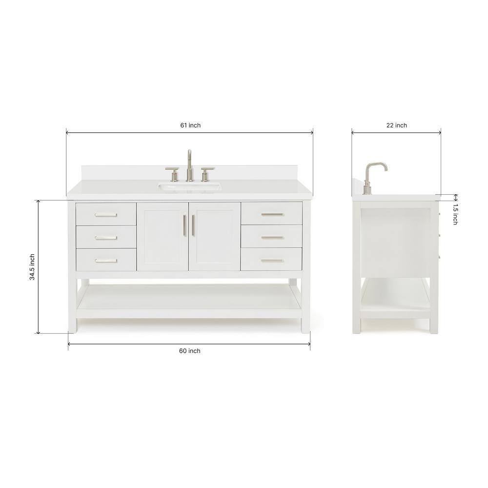 Magnolia 61" White Freestanding Single Bathroom Vanity Set