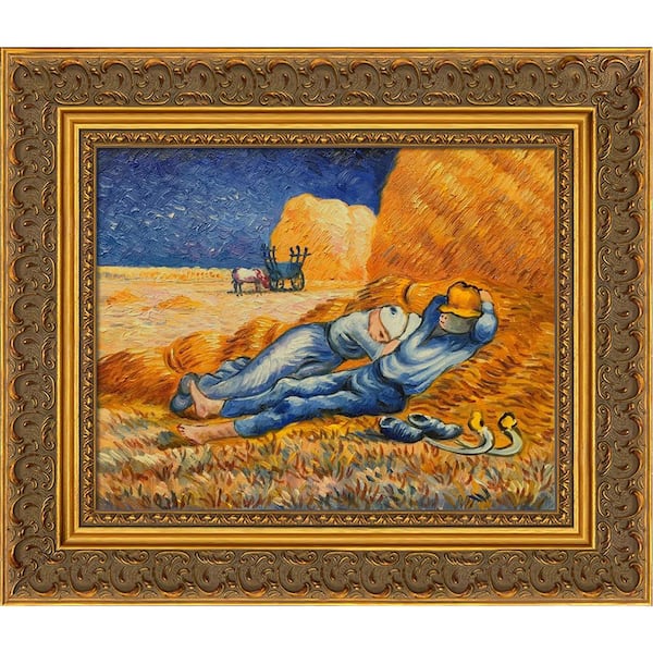 LA PASTICHE Noon: Rest From Work with Baroque Antique Gold Frame by Vincent Van Gogh Framed Wall Art 12 in. x 14 in.