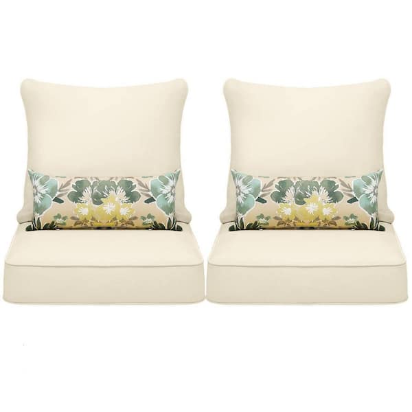Aoodor 24 in. x 24 in. Outdoor Deep Seating Lounge Chair Cushion in Beige (Set of 6) (2 Back 2 Seater 2 Pillow)